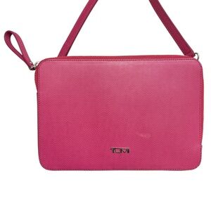 TUMI pink leather crossbody bag